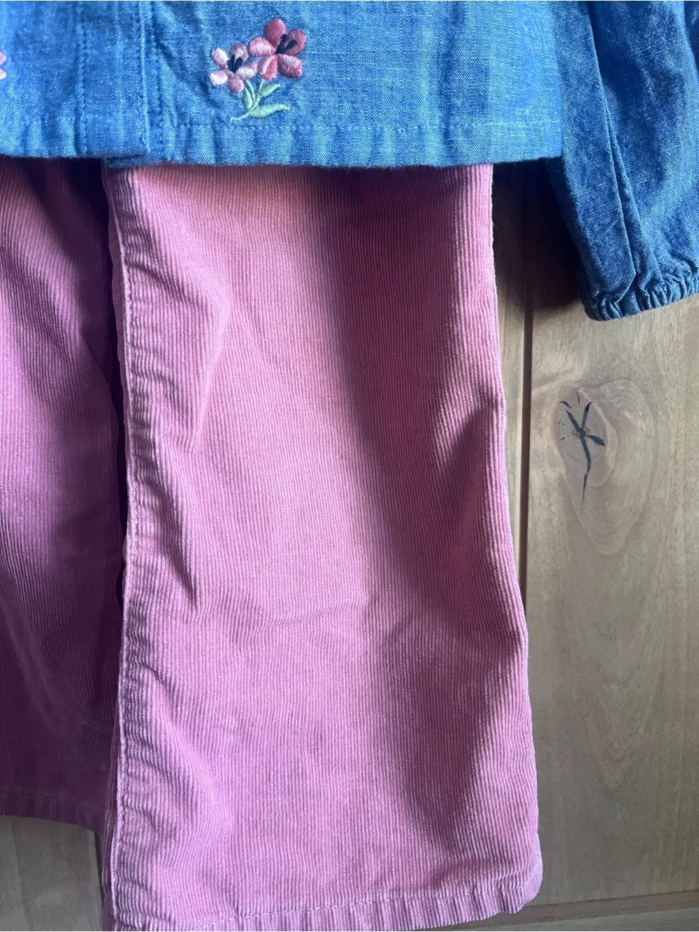 Gymboree Embroidered Chambray Top with Pink Corduroy Pants Set - 5T